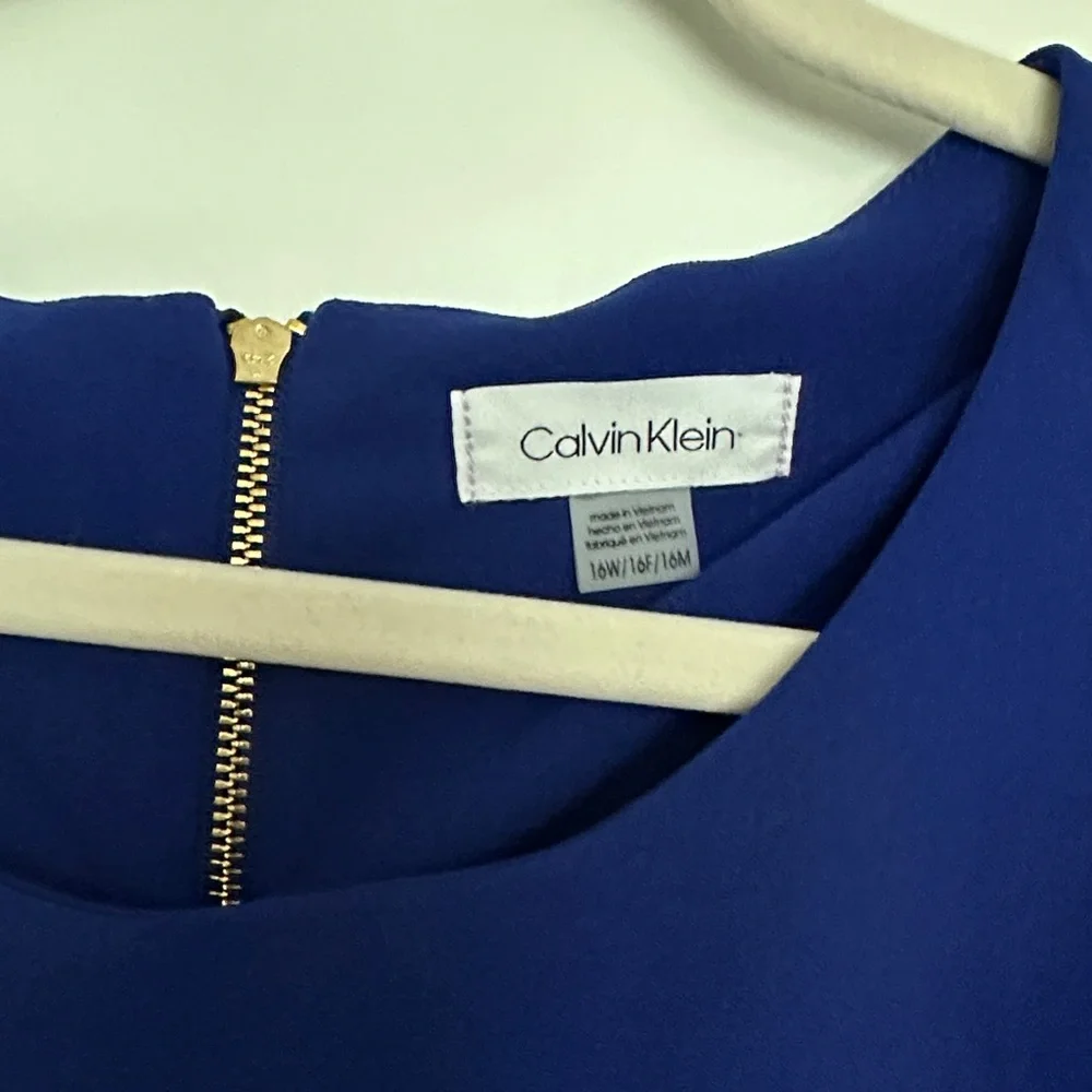 Calvin Klein Navy Dress with Ruffle Sleeves - Picture 2 of 3